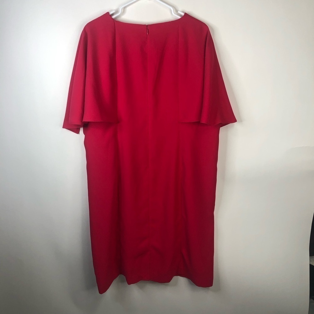 Chico’s red sheath dress short cape sleeve jewel neck 3.5 (US 18) - Picture 5 of 10